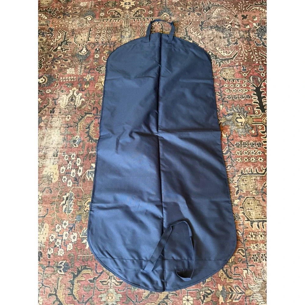 Tory Burch Logo Garment Bag Women OS Navy Blue Full Zip Travel Storage